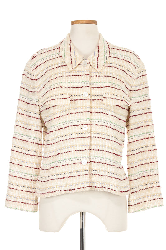 Chanel Cream Synched Tweed Jacket