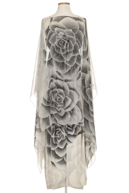 Hanae Mori Sheer Flower Cape and Gown