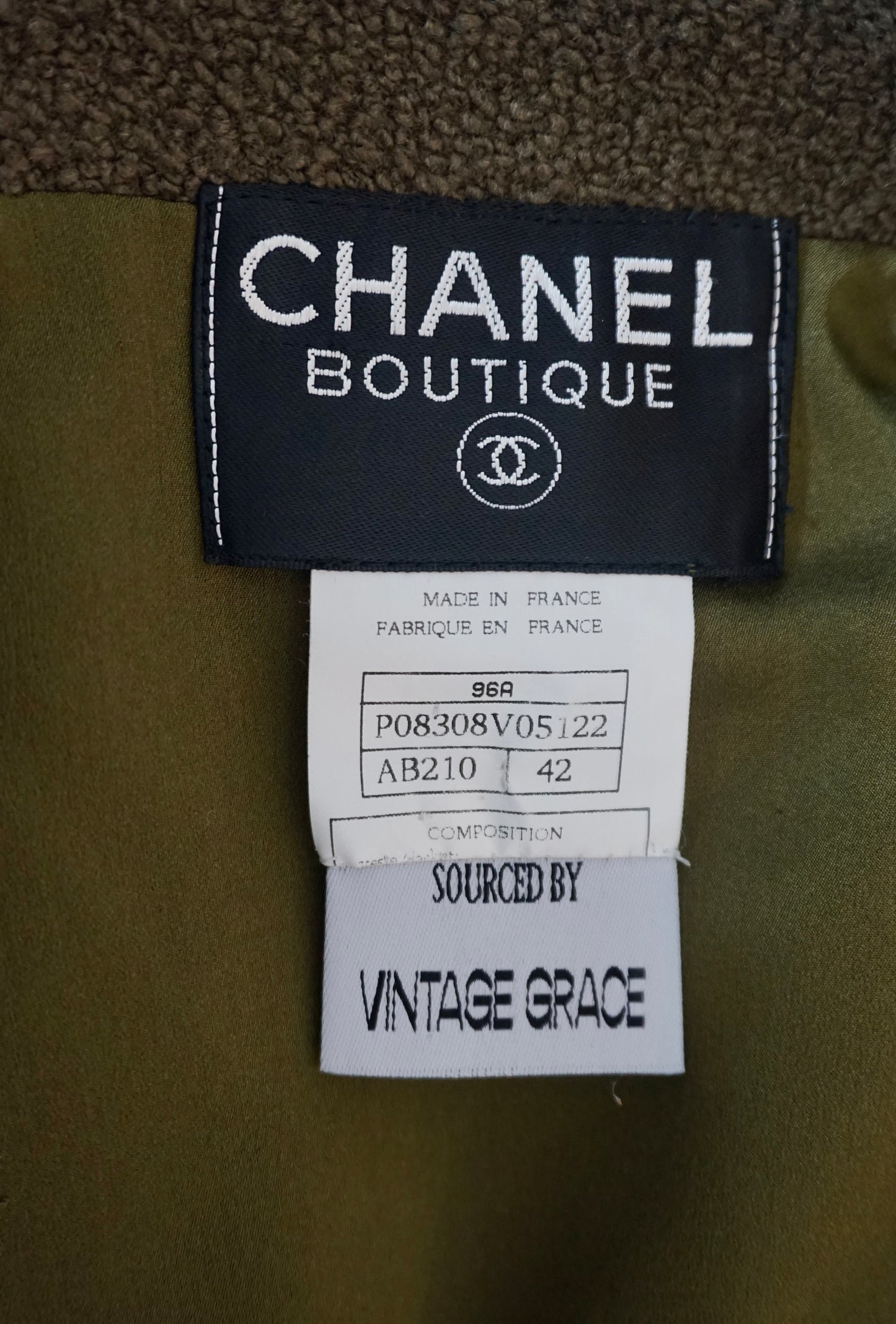 Chanel Fall 1996 Olive Green Jacket with Gripoix Buttons