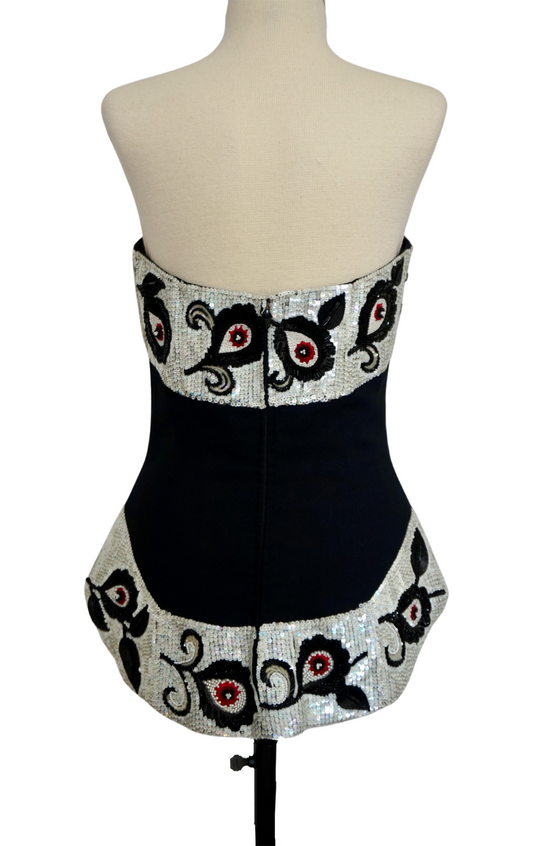Karl Lagerfeld 1990's Black Corset Top with Sequin Embellishment