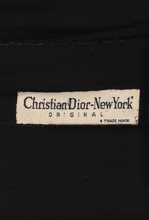Christian Dior 1950's Black Wrap Satin Dress