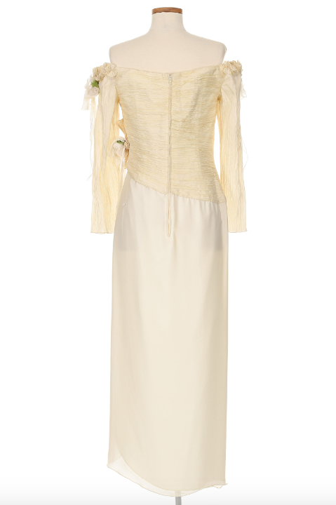 Zandra Rhodes 1980s White Off The Shoulder Dress