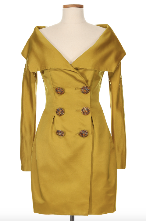 yellow dress with gold buttons Women's Something About Her Yellow Metallic Floral Jacquard Button Front Mini Dress | Size: S