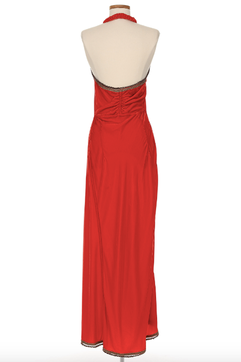 Voyage Orange Velvet Halter Dress