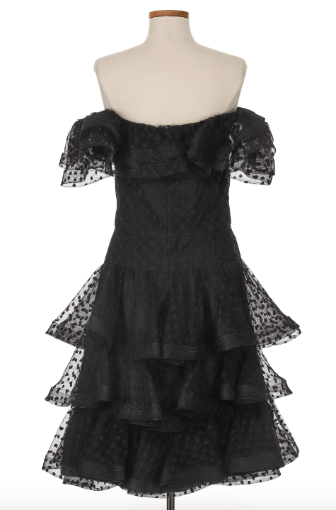 Scaasi Dotted Silk Print Bow Dress