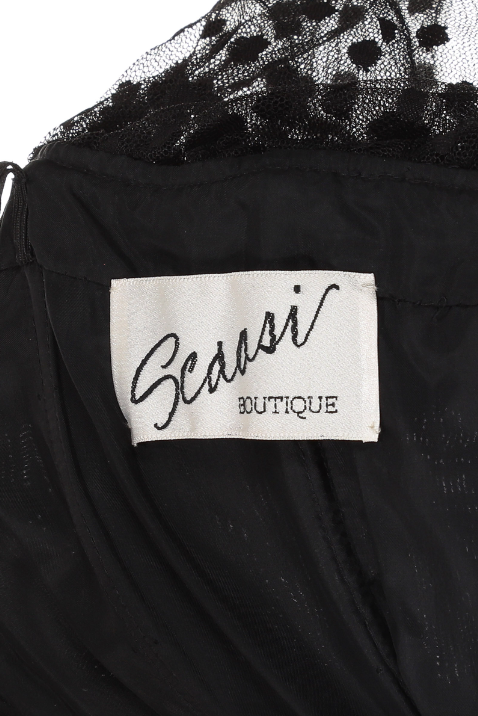 Scaasi Dotted Silk Print Bow Dress