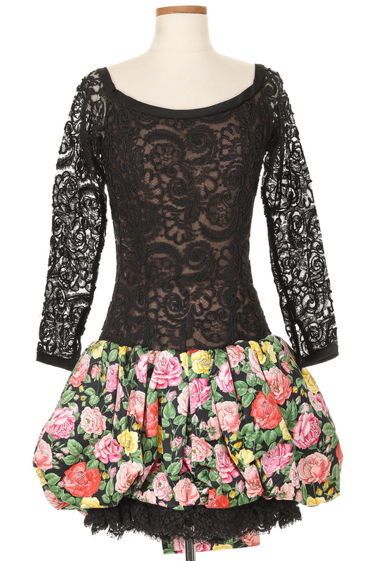YSL Spring 1992 Black Floral Dress