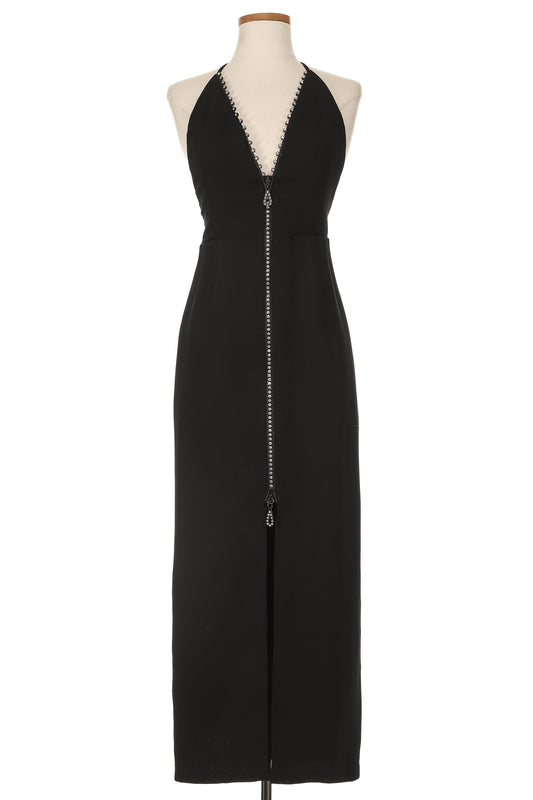 Geoffrey Beene Black Halter Dress with Crystal Zipper