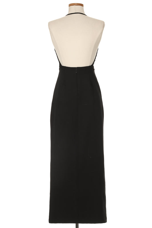 Geoffrey Beene Black Halter Dress with Crystal Zipper