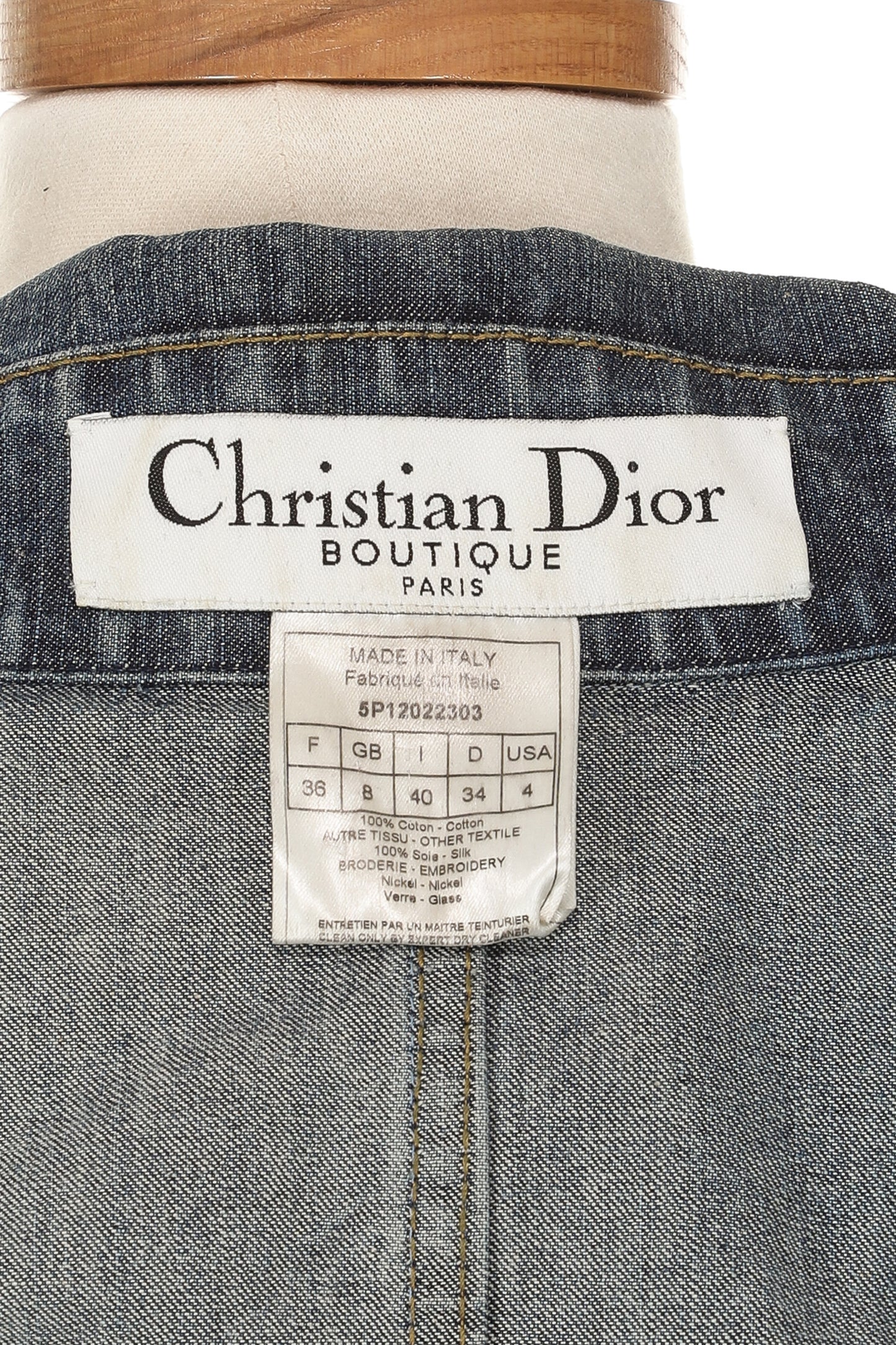 Christian Dior S/S 2005 Denim Jacket With Flower & Crystal Embellishments