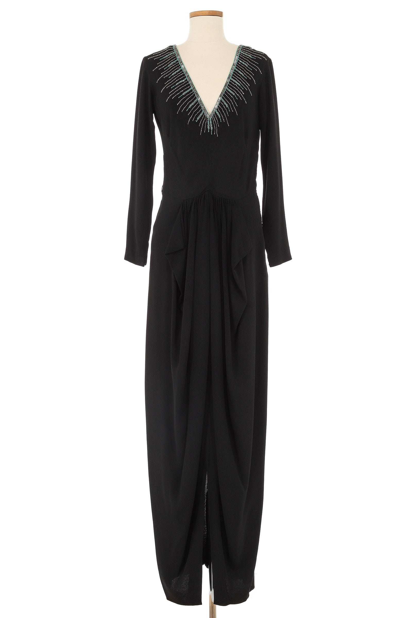 Ceil Chapman Black Embellished Long Sleeve Dress c. 1940's-1950's Ceil Chapman Black Embellished Long Sleeve Dress c. 1940's-1950's