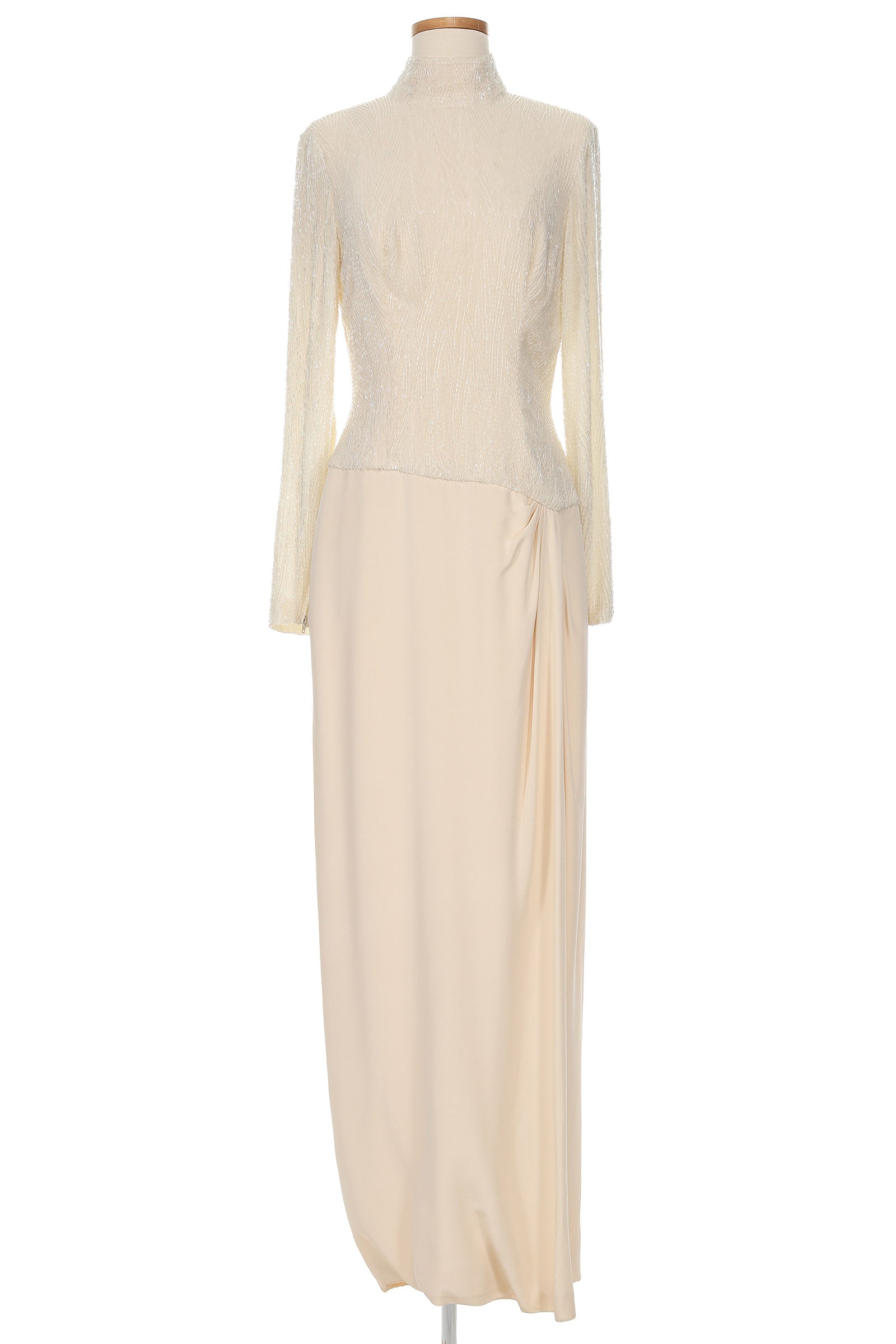 Bob Mackie 1980s White Beaded Crepe Dress Bob Mackie 1980s White Beaded Crepe Dress