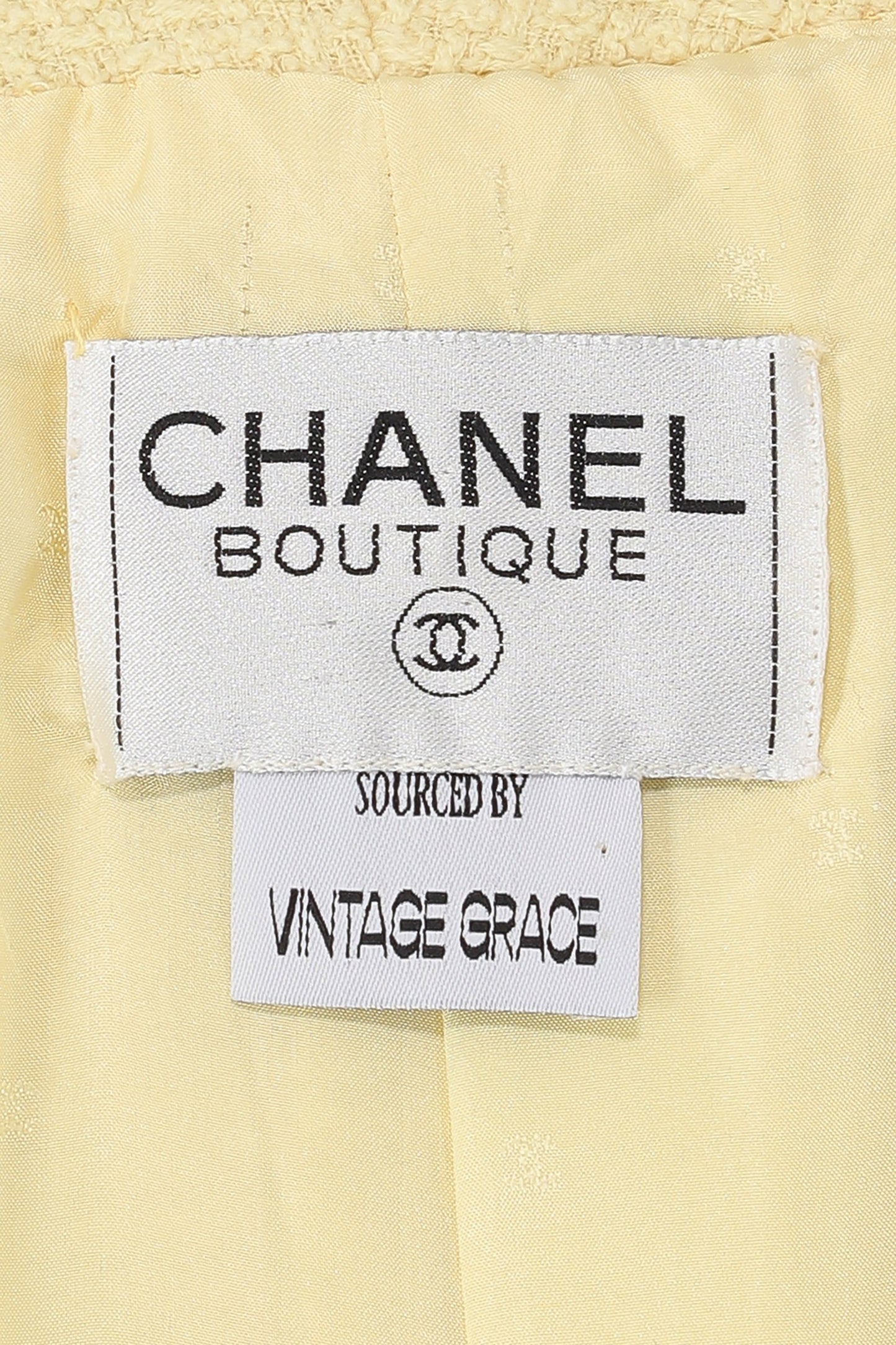 Chanel Spring 1988 Yellow Tweed Skirt Suit With Gold Buttons