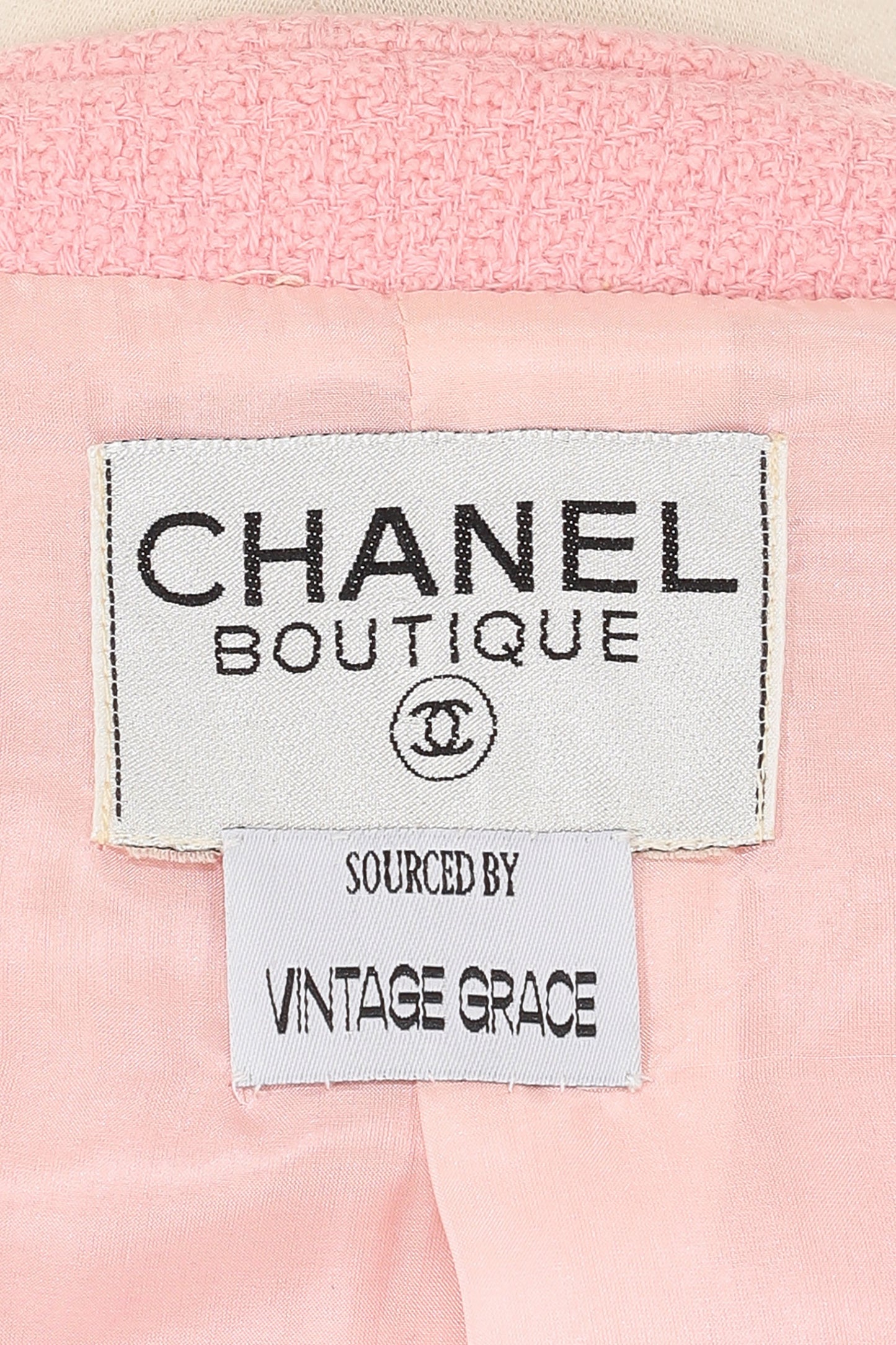 Chanel Fall 1990 Pink Skirt Suit with Clover Buttons