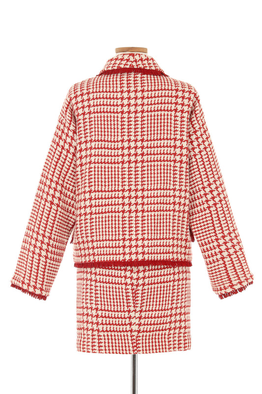 Gianni Versace Red and White Houndstooth Skirt Suit