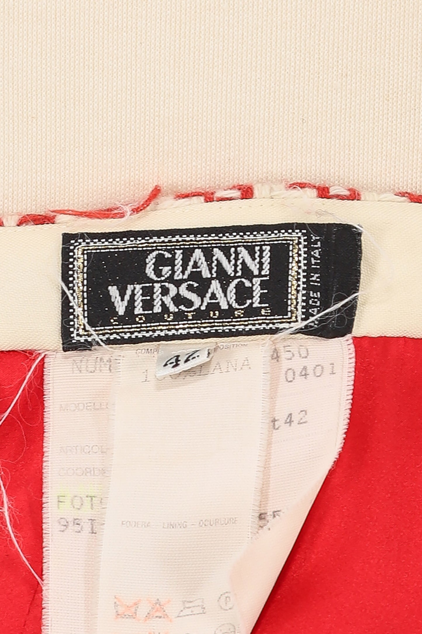 Gianni Versace Red and White Houndstooth Skirt Suit