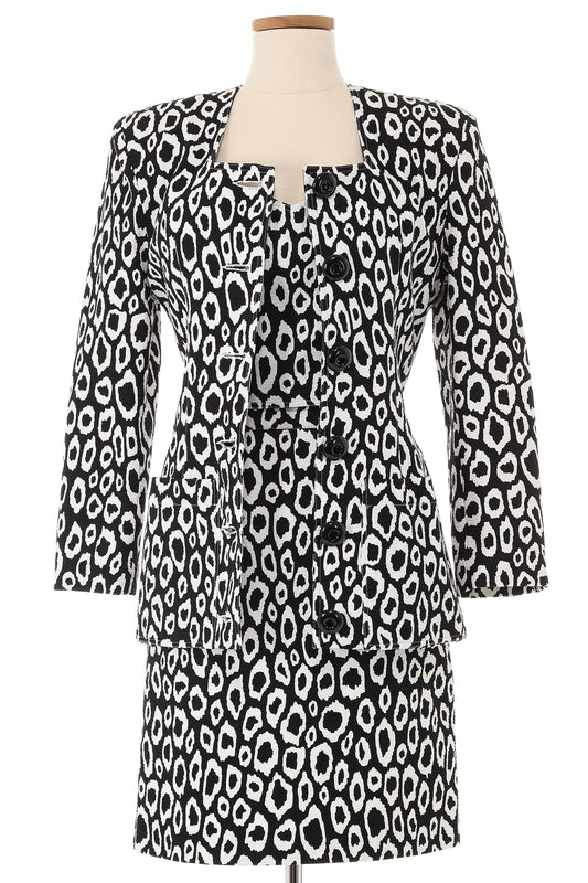 Patrick Kelly Early 1980's B&W Skirt Suit with Corset