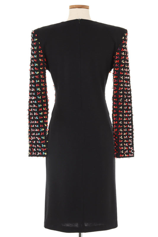 Patrick Kelly Fall 1989 Black Knit Dress with Multi Colored Sleeves