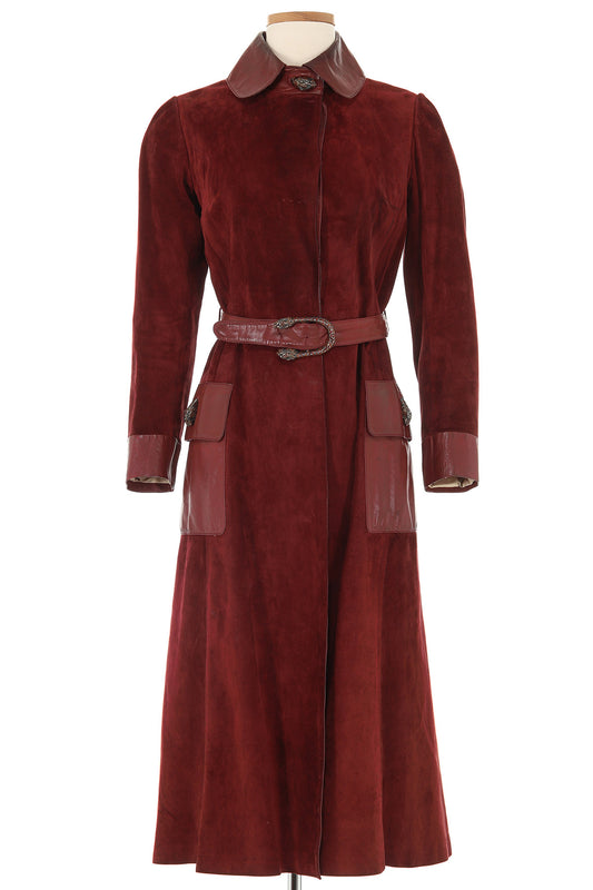 Gucci Maroon Leather Coat Circa 1950's