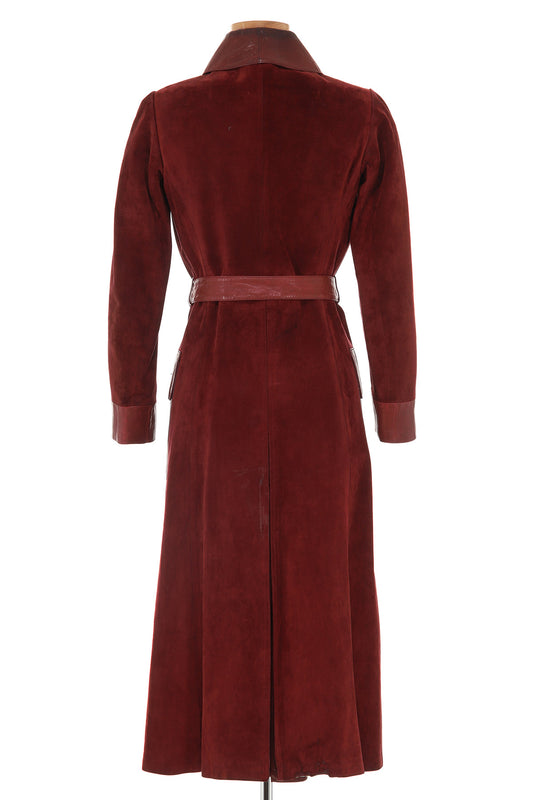 Gucci Maroon Leather Coat Circa 1950's