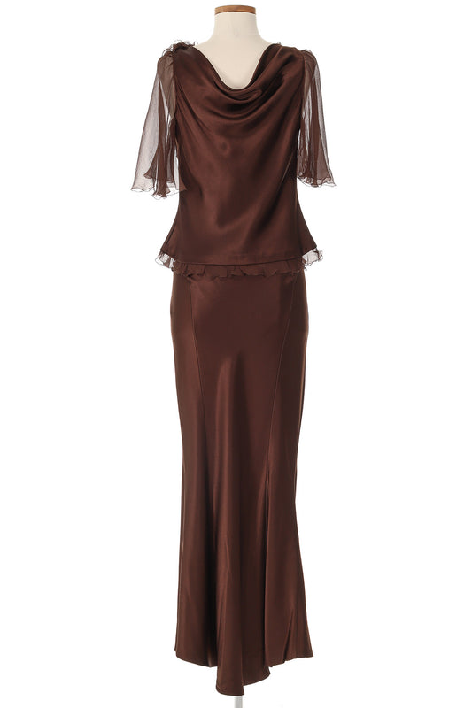 John Galliano Brown Silk Set