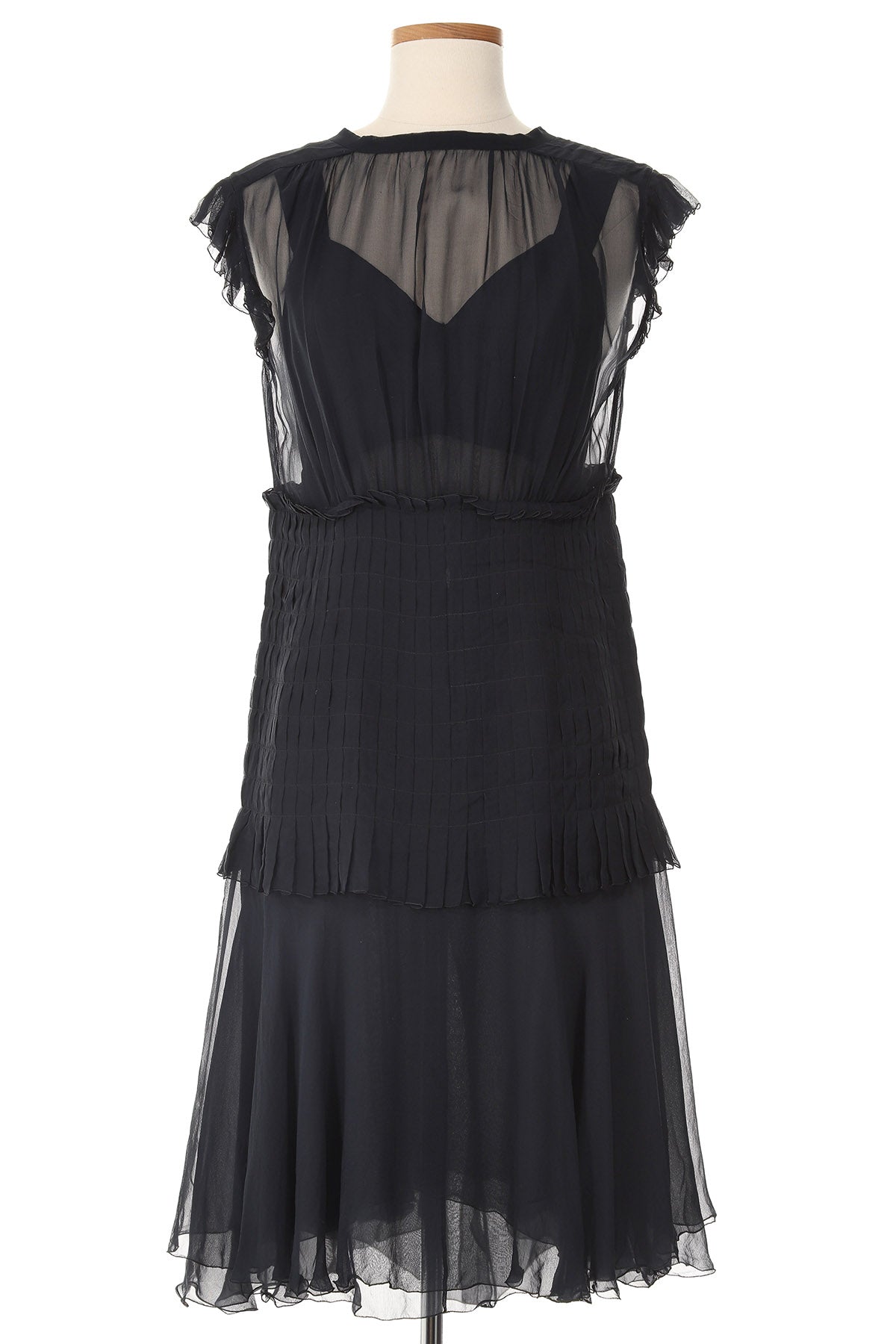 chanel vintage mini dress Chanel Vintage 1990s Black Silk Satin Bow Pleated Mini Dress