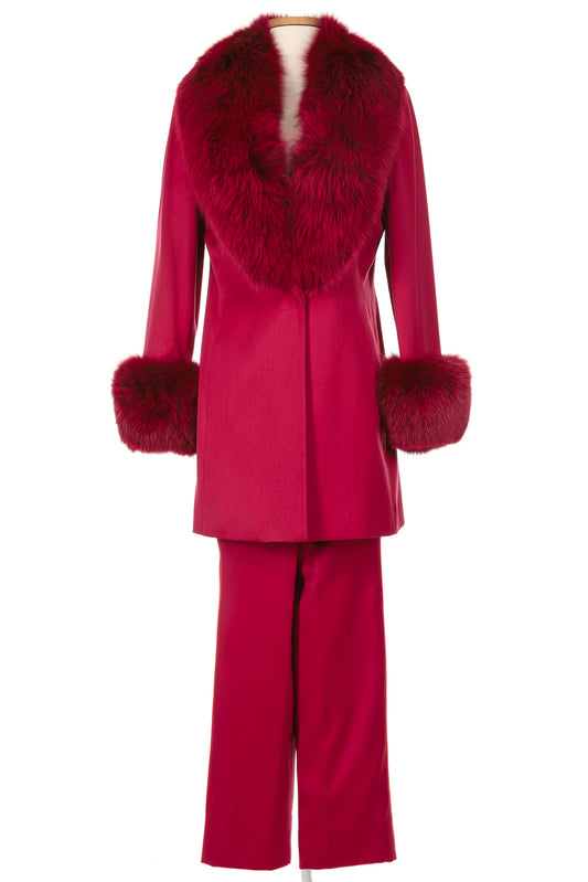 Gianni Versace Couture Fall 1998 Fox Fur Trimmed Pant Suit