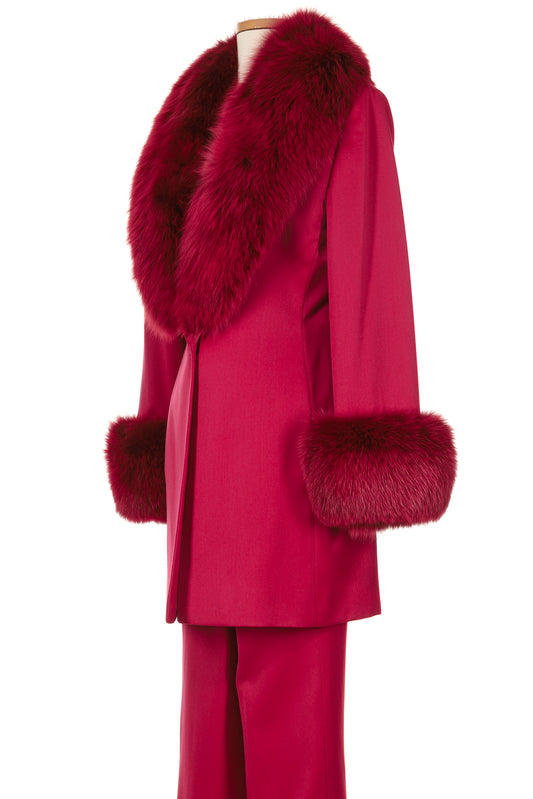 Gianni Versace Couture Fall 1998 Fox Fur Trimmed Pant Suit