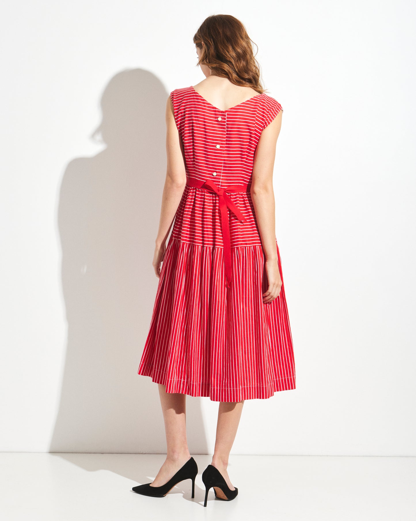 Vintage Red and White Stripe Cotton Dress