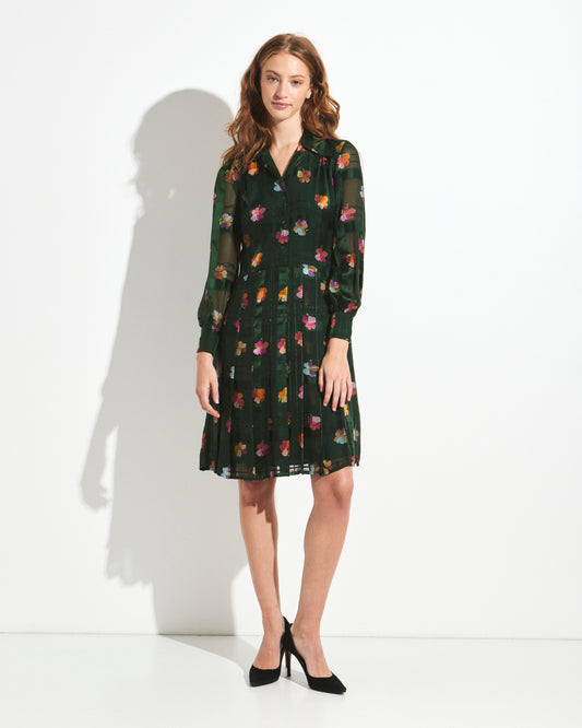 Vintage Green Floral Silk Dress by Zibat