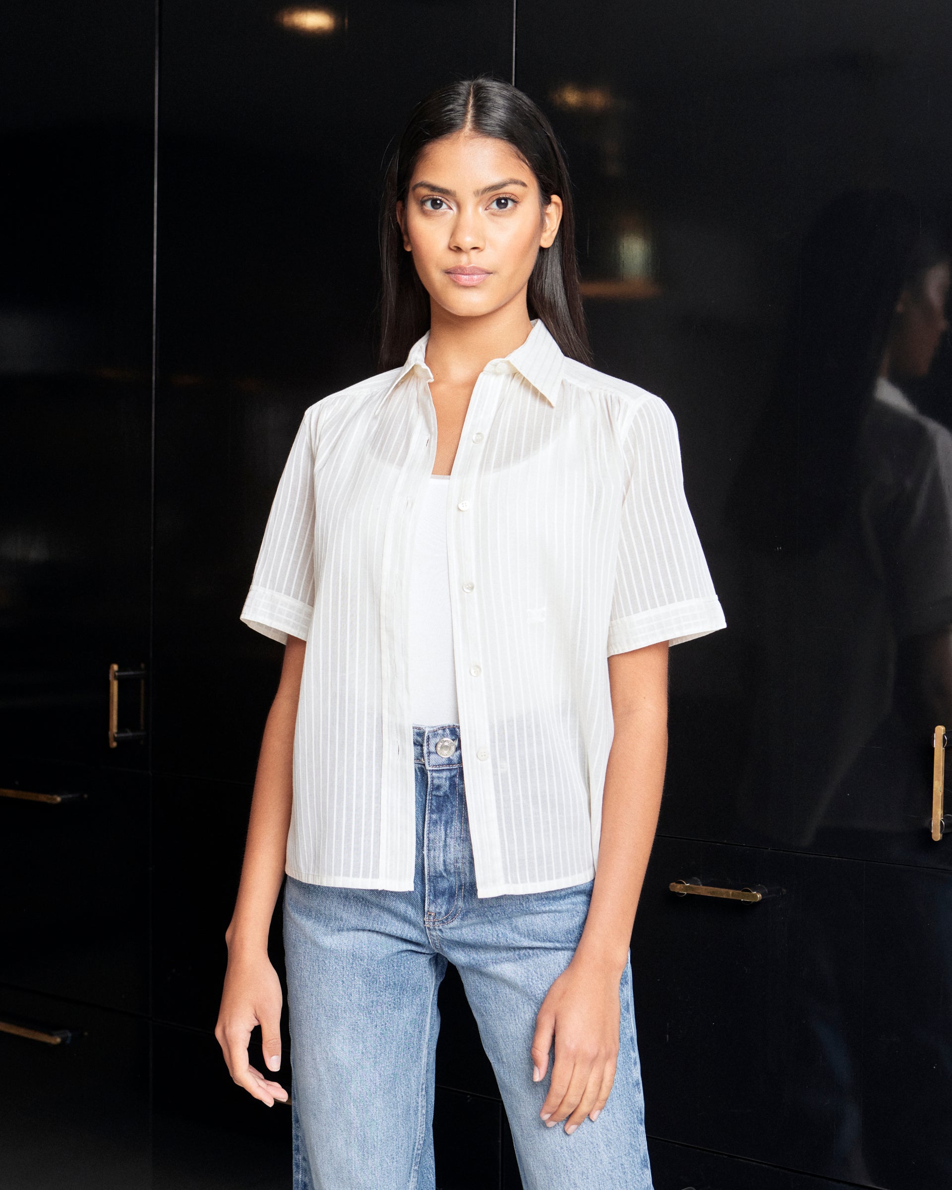 Celine Cotton Short Sleeve Blouse – Vintage Grace