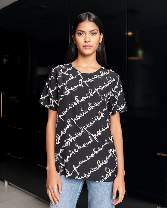 Chanel Script Short Sleeve Blouse