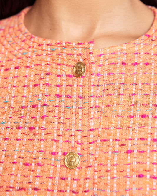 Chanel 1986 Orange Tweed Jacket