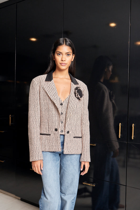 Chanel Spring 2002 Tweed Blazer with Built-in Vest