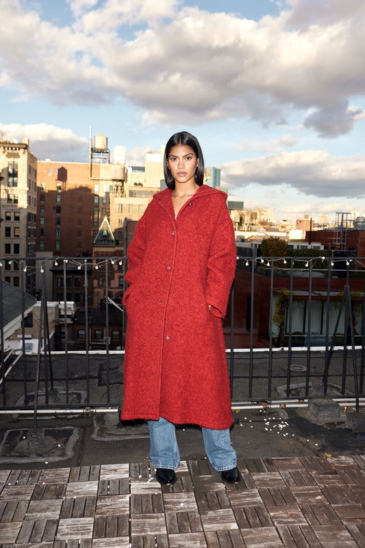 Geoffrey Beene 1980s Hooded Boucle Coat