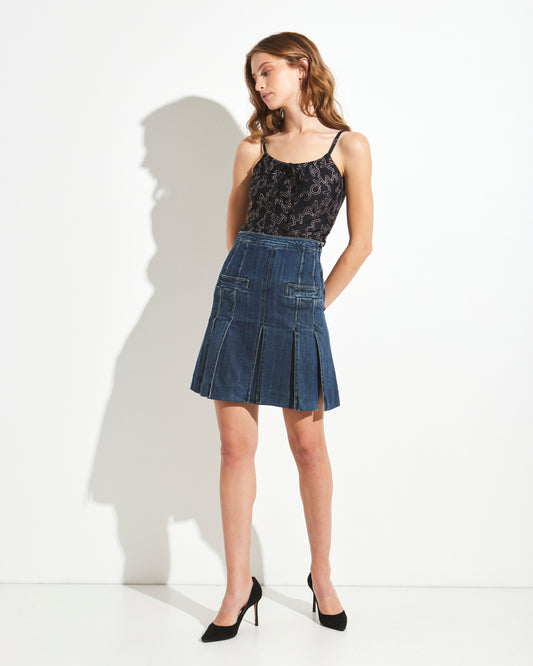 Chanel Pleated Denim Skirt