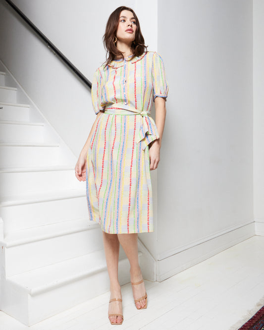 Zandra Rhodes 1970s Multi Color Silk Dress