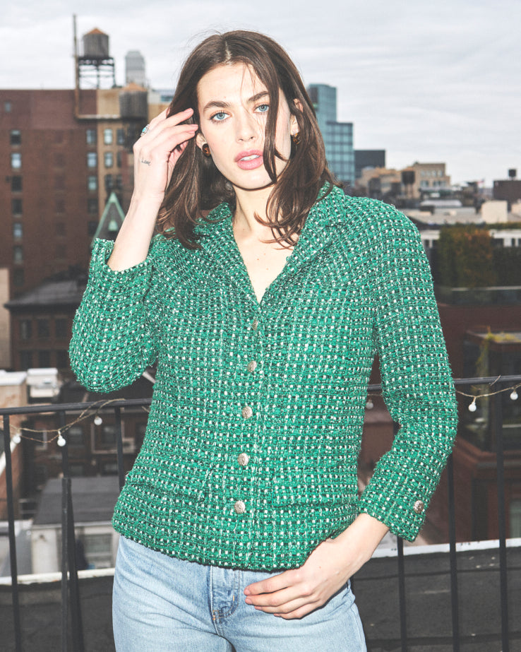 Chanel Cruise 2006 Green Tweed Evening Jacket – Vintage Grace