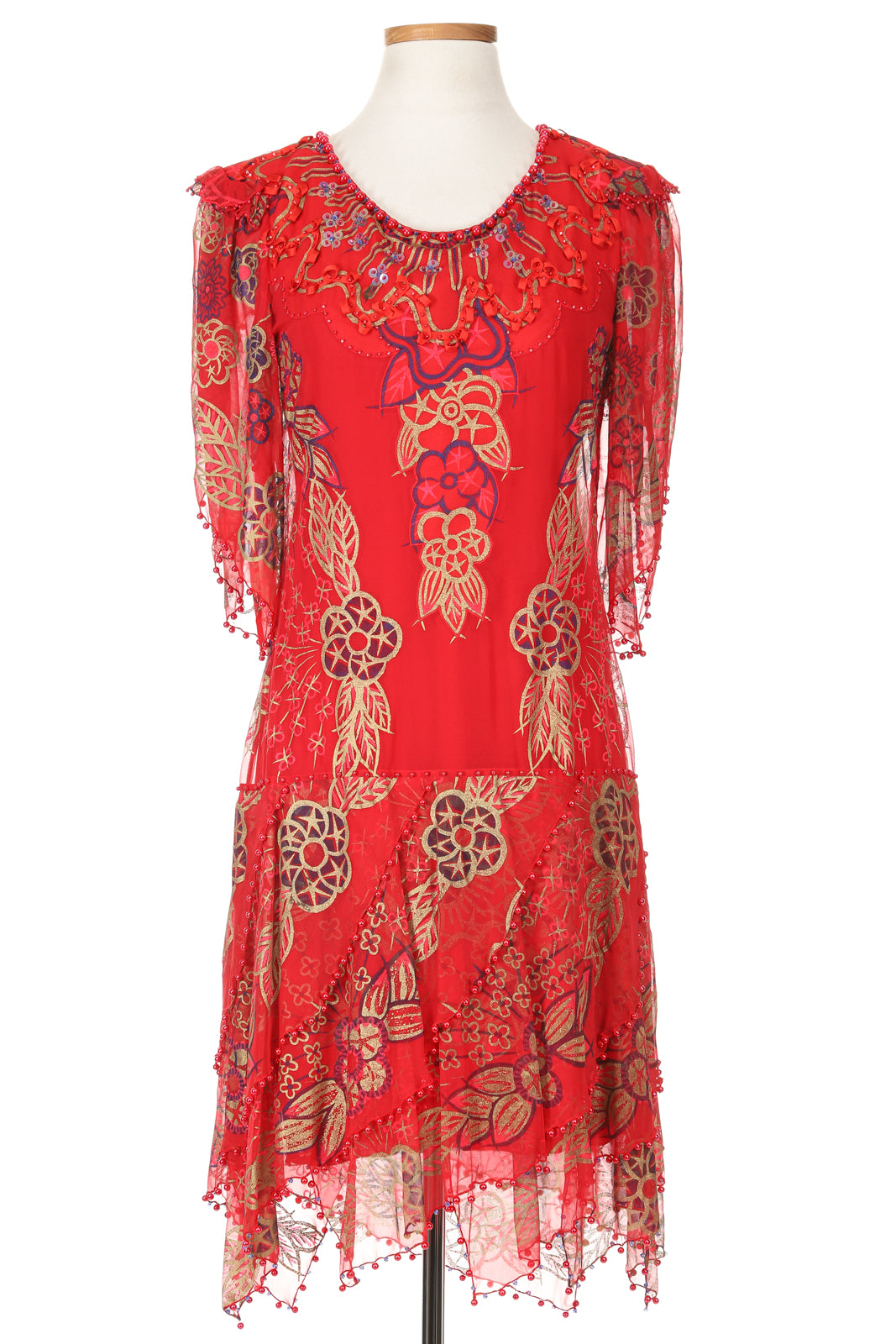 Zandra Rhodes 1970s Red Embellished Dress
