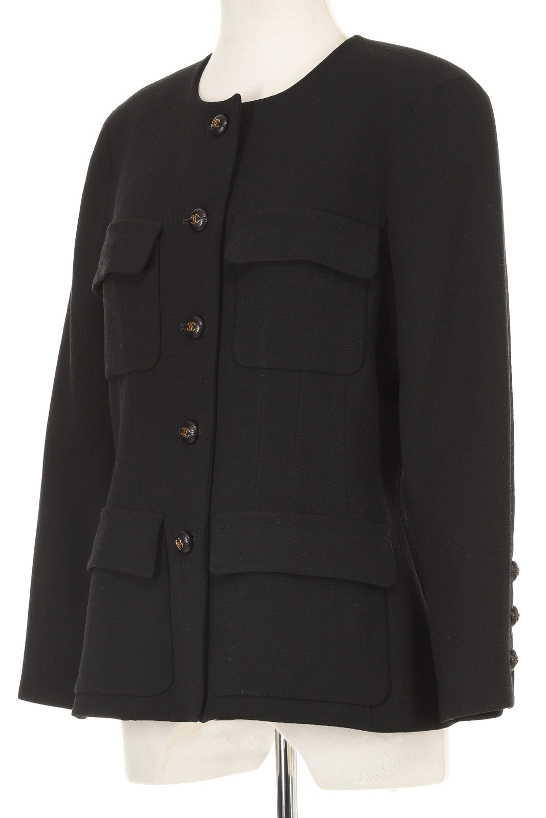 Chanel Spring 1993 Four-Pocket Black Wool Crepe Jacket