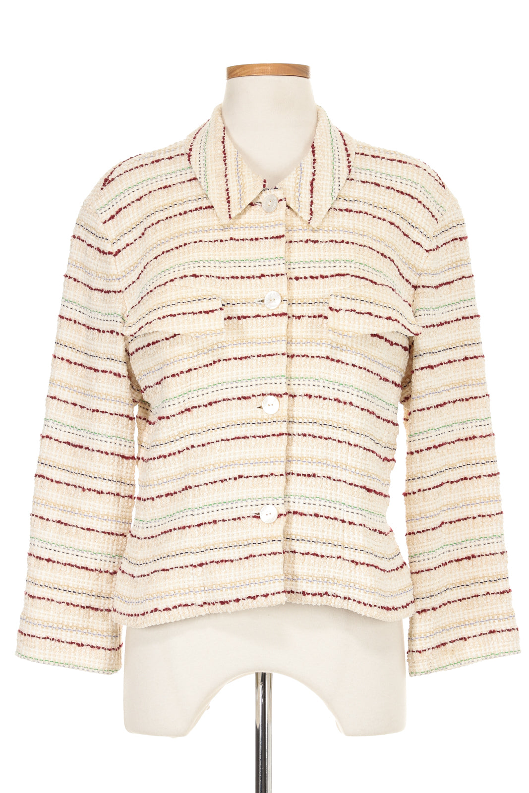 Chanel Cream Synched Tweed Jacket