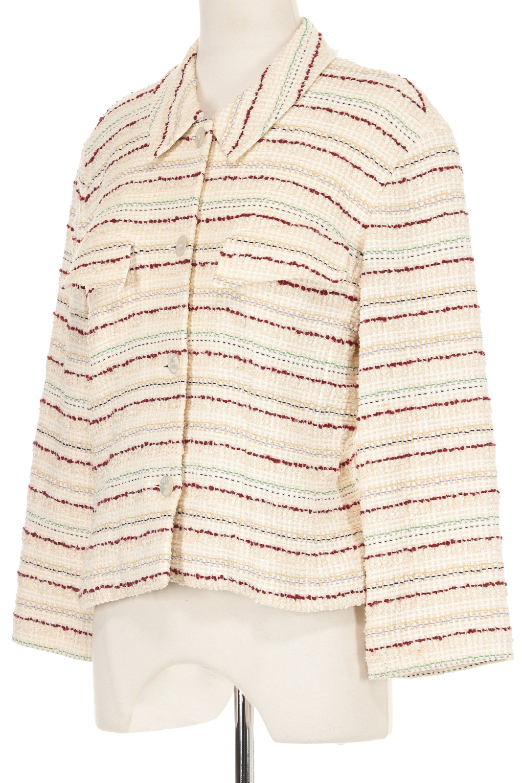 Chanel Cream Synched Tweed Jacket