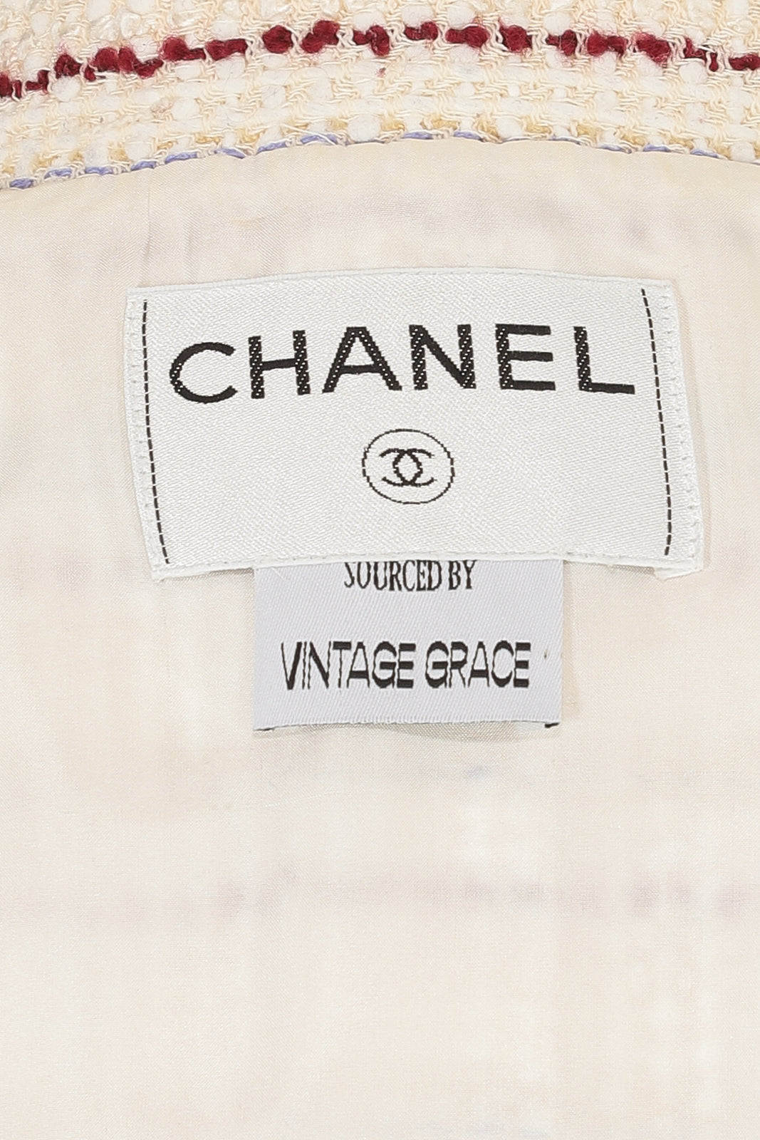 Chanel Cream Synched Tweed Jacket