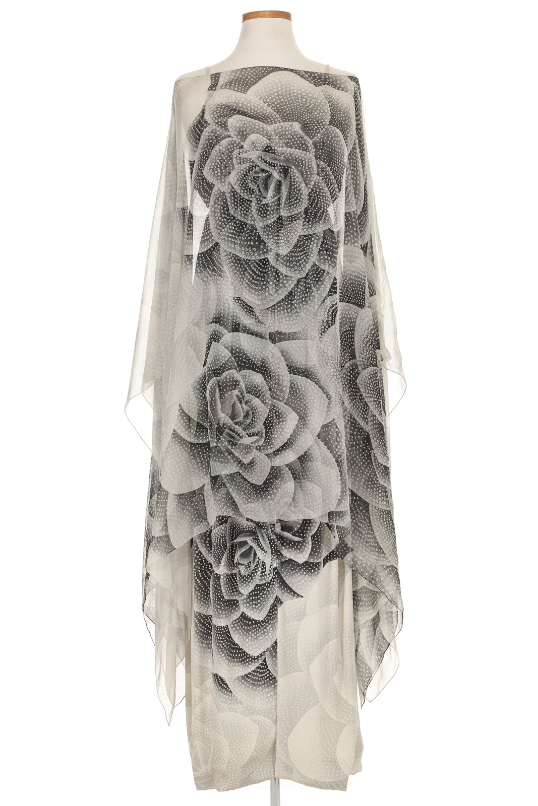 Hanae Mori Sheer Flower Cape and Gown