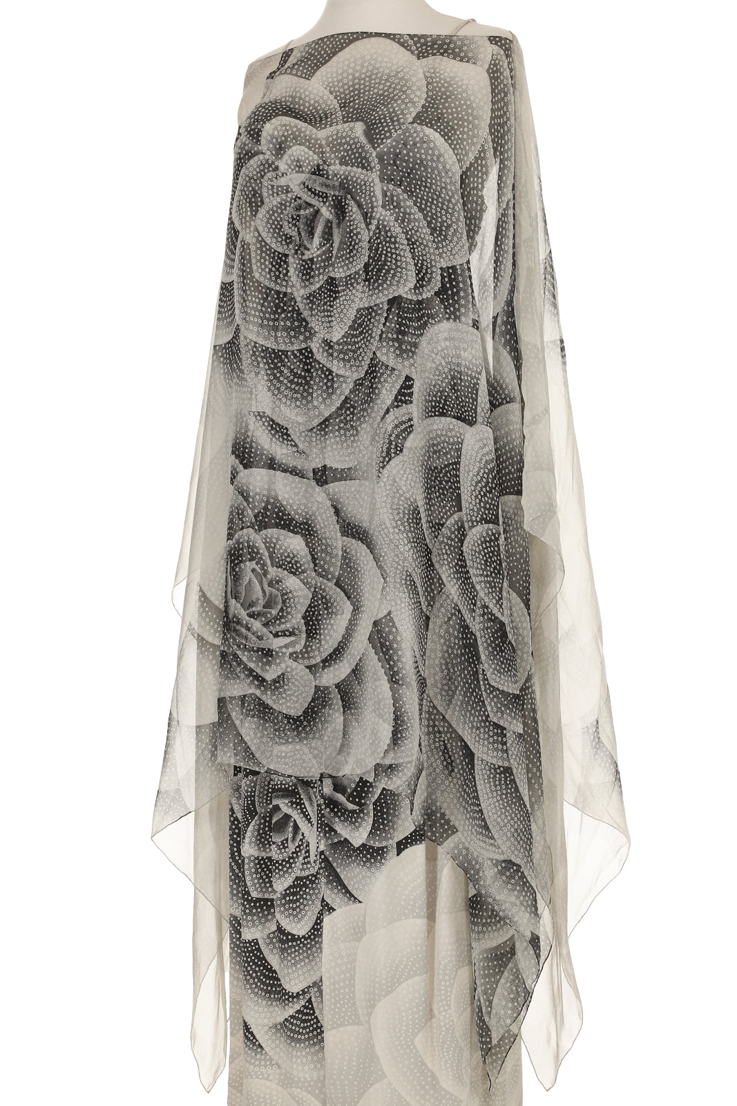 Hanae Mori Sheer Flower Cape and Gown