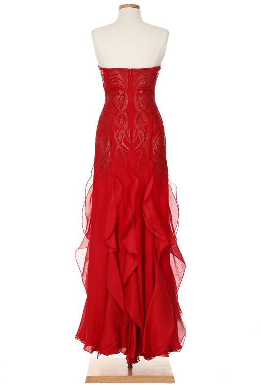 Ralph Lauren Spring 2013 Leather Embellished Red Gown