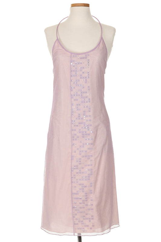 Lanvin Spring 2000 Mesh Embellished Halter Dress