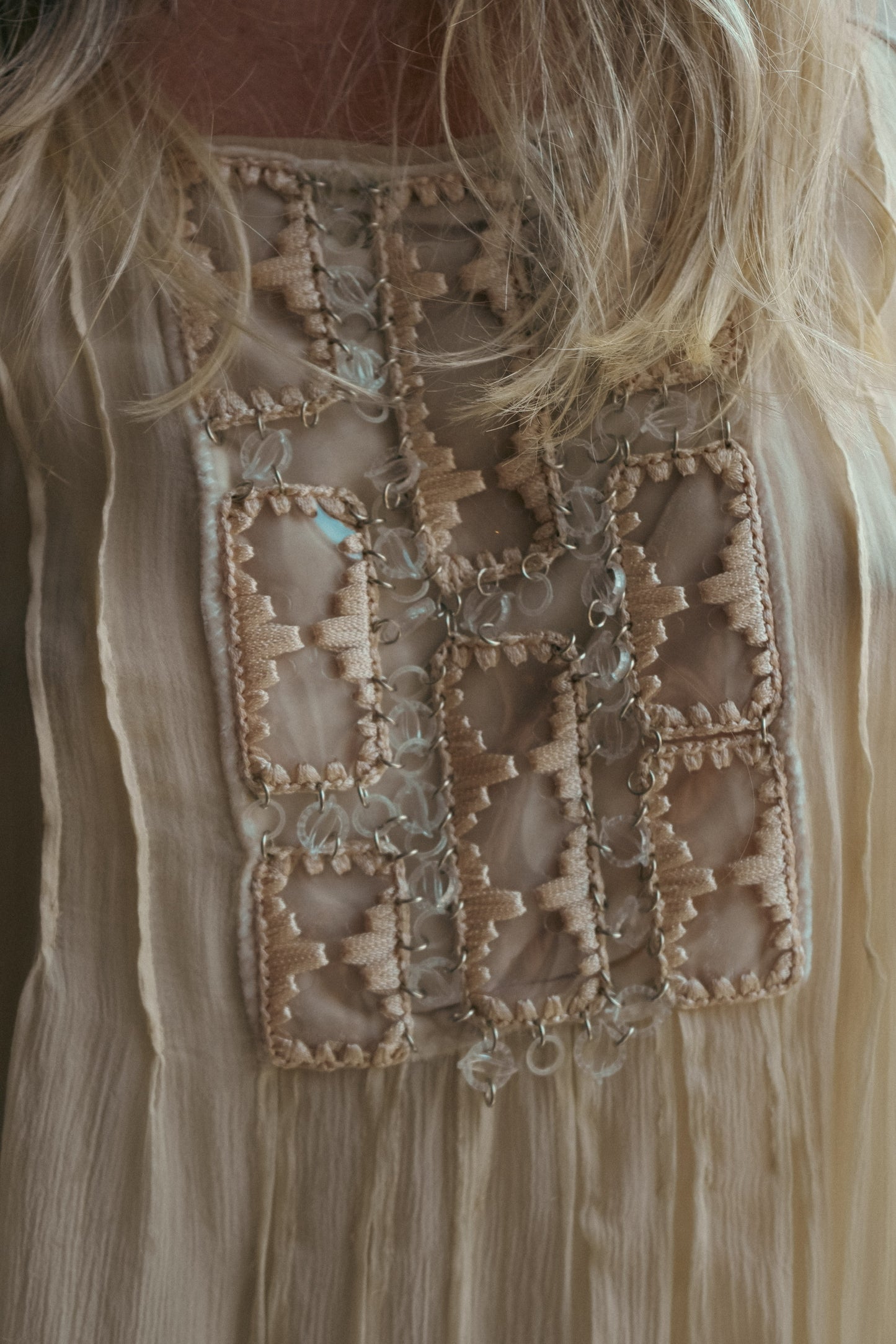 Paco Rabanne Vintage Sheer Dress with Chest Embellishment