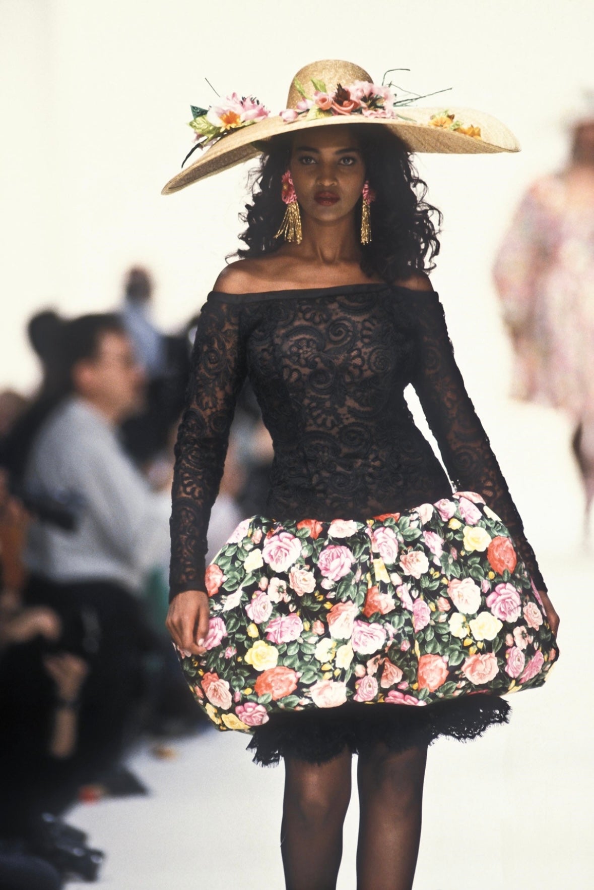 YSL Spring 1992 Black Floral Dress