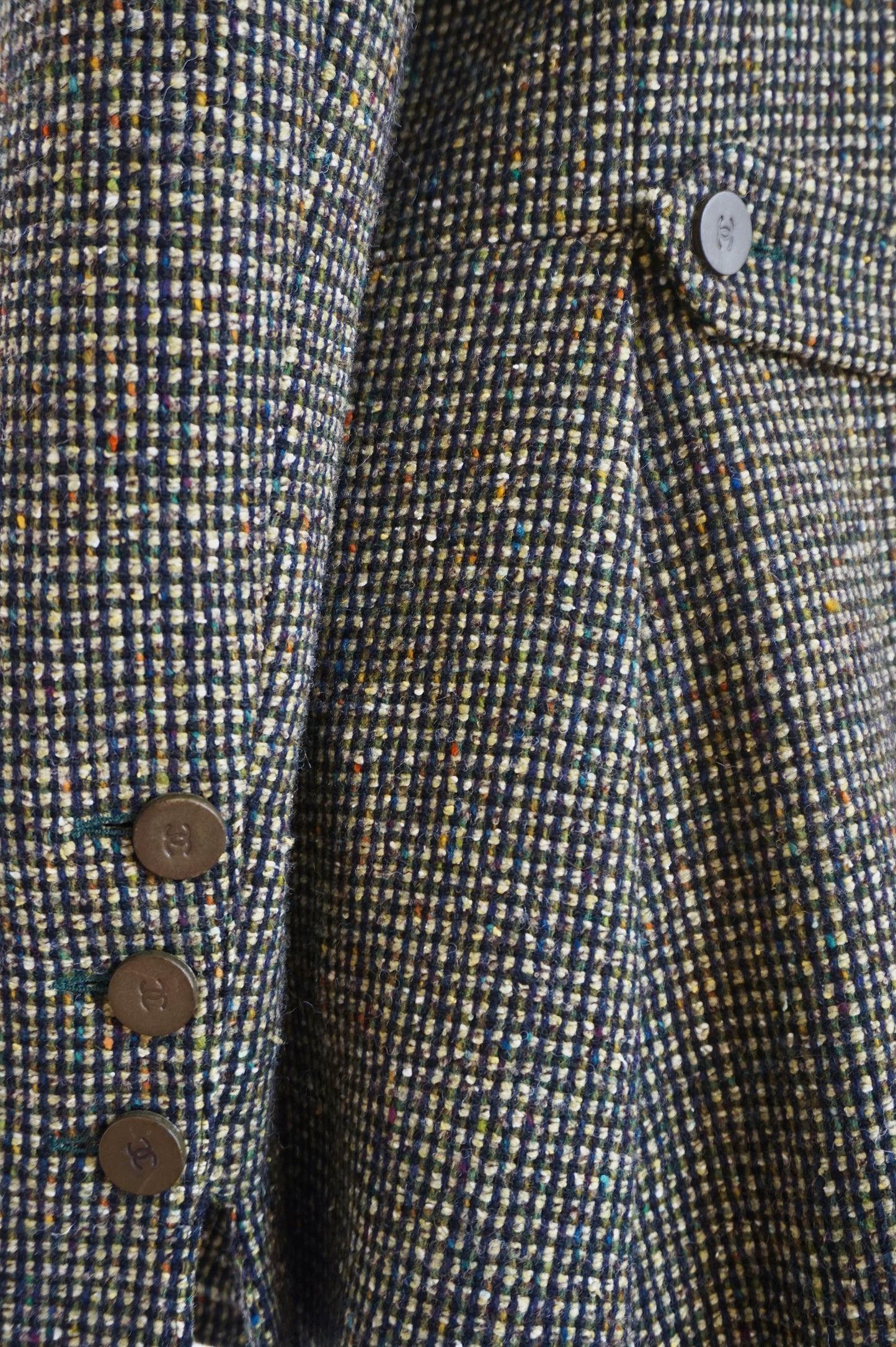 Chanel Fall 2001 Olive Green Tweed Jacket